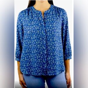Jachs printed 3/4 sleeve printed blouse NWT blue Women’s Medium
